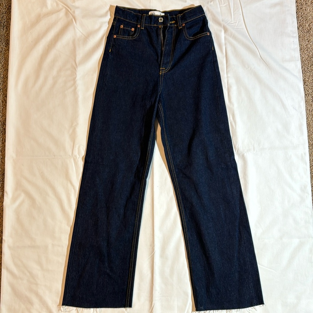 Zara dark wash, high rise flare jeans. NWOT.